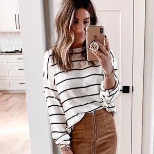 NWOT KellParker Ivory/Black Striped Sweater